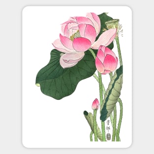 Blooming lotus flowers Japanese artwork Sticker